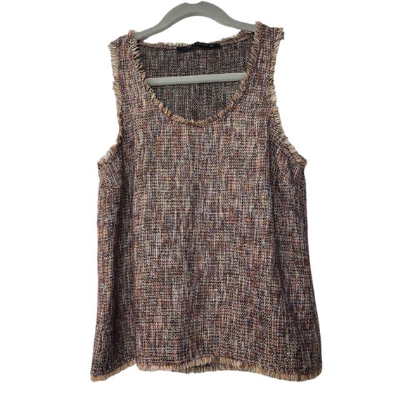 Zara Multicolor Tweed Frayed Sleeveless Tank Top Size XS - Picture 4 of 13